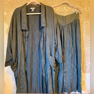 RARE 1990's Vintage BIYA JOHNNY WAS Two Piece Rayon Set • Skirt & Kimono • Small